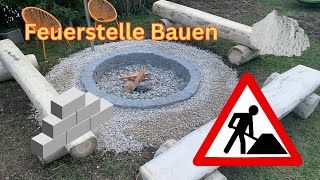 Feuerstelle bauen / Feuerstelle aus Steinkreis und Zement