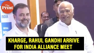 Congress Chief Mallikarjun Kharge, MP Rahul Gandhi \u0026 KC Venugopal arrive for INDIA alliance meet