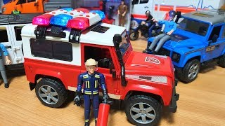 Bruder Fire Engine Jeep Toy Unboxing - Kids playing with toys