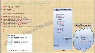 Java Tutorial | Java program for addition of two numbers. Accept Input from User. Scanner object.