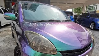 First Myvi Wrap Chameleon GREEN Purple in MALAYSIA DONE BY 666 Car AutoMart Lowest Price Quality