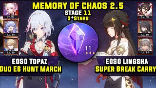 E0 Topaz F2P Carry \u0026 E0 Lingsha Super Break Carry (3 Stars) Memory Of Chaos 11 Honkai Star Rail 2.5