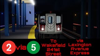 MTAoR (2) Train Flatbush Av-Bklyn Coll to Wakefield-241st Street via Lexington Avenue Express (R142)