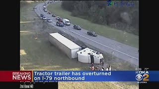 Shoulder Closed On I-79 North Following Overturned Tractor Trailer