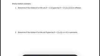 MATH 201: binary relations examples