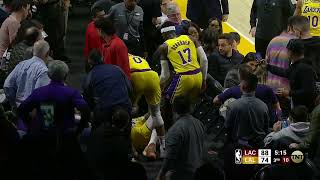 LeBron James tumbles into the stands but Dwyane Wade wasn't worried