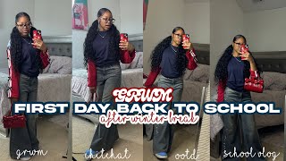 GRWM: FIRST DAY BACK TO SCHOOL *after winter break* | morning routine, ootd, chitchat, school vlog!