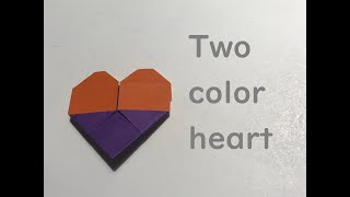 【折り紙・origami】2色ハート　Two color heart