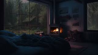 Heavy Rain Sounds in Cozy Cabin | Rain on Window for Sleeping Disorders, Insomnia Symptoms