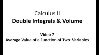 Average Value of a Function of Two Variables