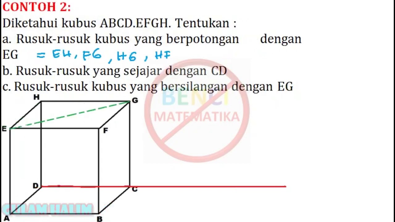 Kedudukan Titik,garis Dan Bidang Pada Bangun Ruang Dimensi 3 Contoh 2 ...