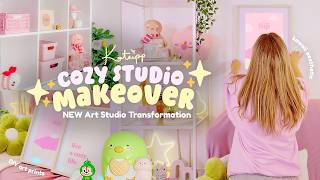 Transforming My New Art Studio ✨🎀 Cozy Studio Makeover | STUDIO VLOG