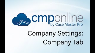 CMPOnline - Company Settings: Company Tab