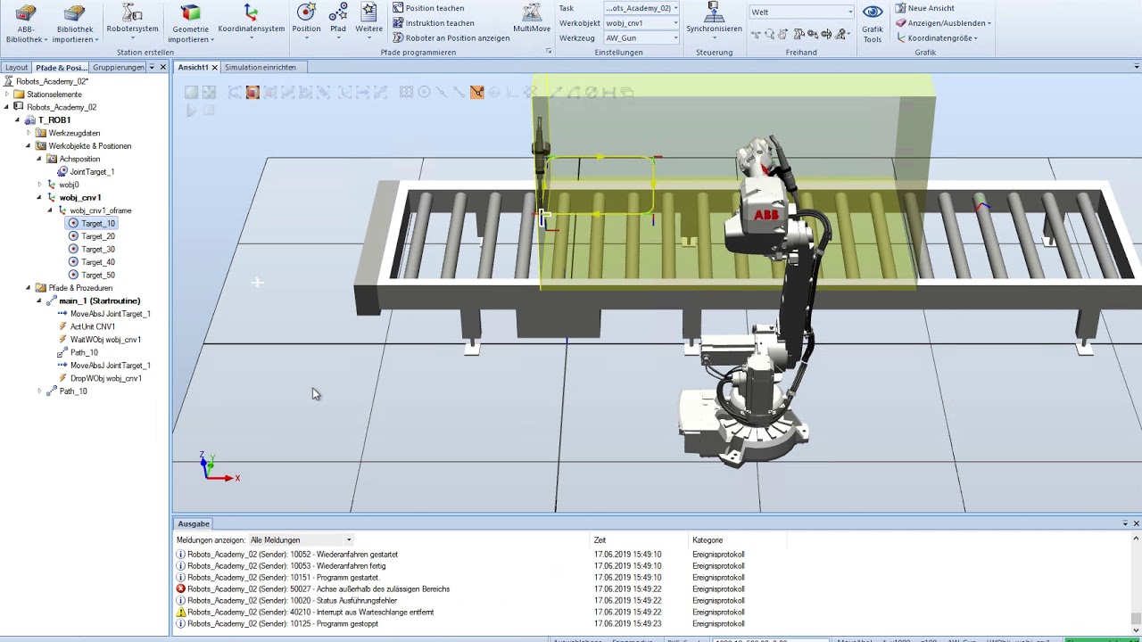 ABB RobotStudio - Conveyor-Tracking Programmierung - YouTube