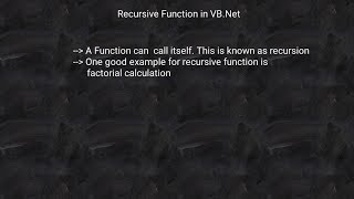 Recursion Function in Visual Basic .Net | Recursion Function in VB.Net with example in Visual Studio