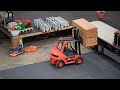 Super RC forklift at work - RC forklift; RC warehouse, RC trucks, RC playground.