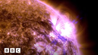 Watch the spectacular solar flares causing the aurora | BBC Global