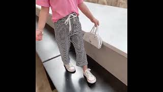 Girls Knee Length Kids Fifth Pants striped Children Cropped casual Clothing