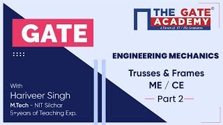 Trusses and Frames (Part - 2) of Engineering Mechanics | GATE  Free Lectures | ME/CE