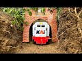 Membuat dan Merakit Terowongan Kereta Api dari Batu Bata di Bawah Jembatan - Miniatur Kereta Api
