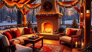 Cozy Christmas Cabin Ambience 🎄 ❄ Relaxing Holiday Jazz Music With Crackling Fireplace