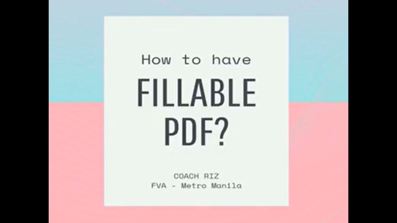 How To Have Fillable Pdf Youtube