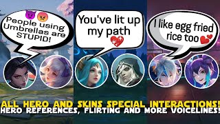 ALL SPECIAL & HIDDEN INTERACTIONS IN-GAME | HERO AND SKINS REFERENCES DIALOGUES  | MLBB UPDATED!