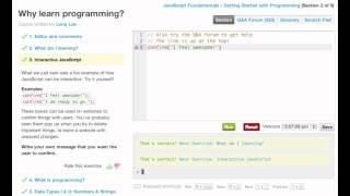 Codecademy Javascript "Getting Started With Programming" Walkthrough Tutorial Section 2