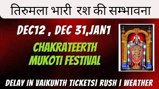 Delay In Vaikunth Ekadashi Tickets Trouble for Devotees |Rush|Weather|Chakrateerth Mukoti Dec12