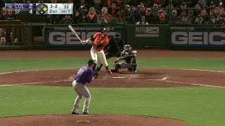 COL@SF: Fans light up sky, Belt responds with RBI