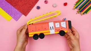 Epic Fire Truck DIY Toy Tutorial 🚒 Easy Craft for Kids