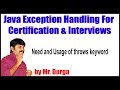 Java Exception Handling ||   Need and Usage of throws keyword || by Durga Sir