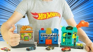 Pistes Hot Wheels City Poste de Police Garage Dino Attaque Pizza Voitures Jouet Toys Mattel