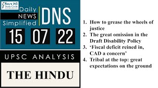 THE HINDU Analysis, 15 July, 2022 (Daily Current Affairs for UPSC IAS) – DNS