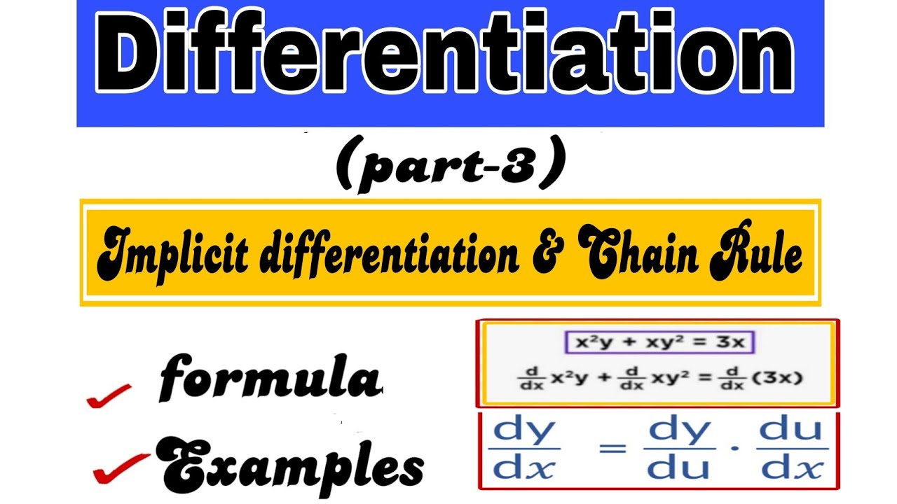 Implicit Differentiation| Examples|Chain Rule Differentiation. - YouTube