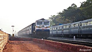 Rapid WDP4D Clocks 100 KmHr With Mumbai Express Crossing Marusagar At Murdeshwar | Konkan Railway