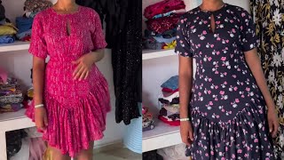 How to Sew this Simple dress with keyhole neckline and a V-shaped gathers Skirt