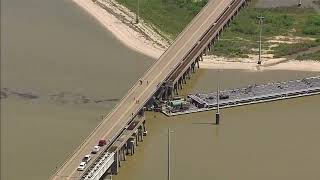 Barge hit Pelican Island Causeway, causing portion to fall, s say