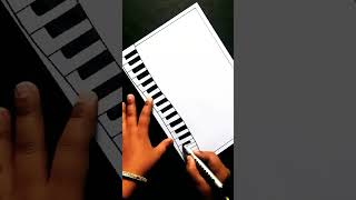 How to draw piano border design|piano border on paper|#shorts #shortvideo #omkaracreations #piano