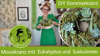 DIY Sommerdeko: Mooskranz mit Sukkulenten: einfach selbermachen