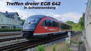 Drei Desiros der Erzgebirgsbahn kreuzen im Bf Schwarzenberg | 10.06.2023