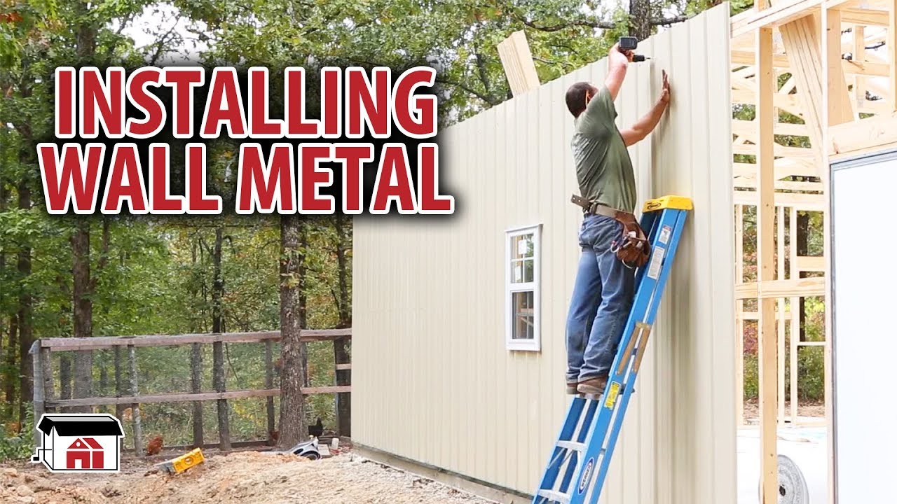 Installing Wall Metal On Our DIY Shop Building Kits - YouTube