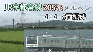 JR宇都宮線205系メルヘン 8両編成 片岡～矢板 高速走行シーン