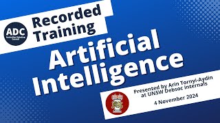 Recorded Training: Artificial Intelligence