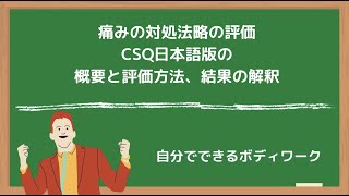 痛みの対処法略の評価-CSQ日本語版の概要と評価方法、結果の解釈-