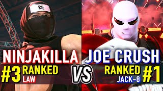 T8 🔥 NINJAKILLA (#3 Ranked Law) vs JOE CRUSH (#1 Ranked Jack-8) 🔥 Tekken 8 High Level Gameplay