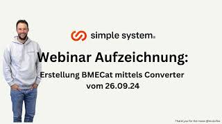 simple system Webinar Aufzeichnung zum BME Cut