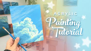 Acrylic Painting Tutorial - How to Paint Cozy Clouds (Beginner to Intermediate)