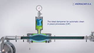 HIDRACAR S.A. IN-LINE PULSATION DAMPER FOR FOOD AND PHARMA PROCESSES. FOR CIP PROCESSES.