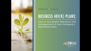 CRI TPA Services: Business 401k Plans Webinar